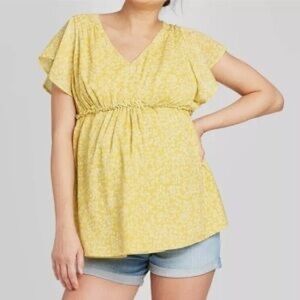 Isabel Maternity Sunshine Yellow White
Short Sleeve Blouse